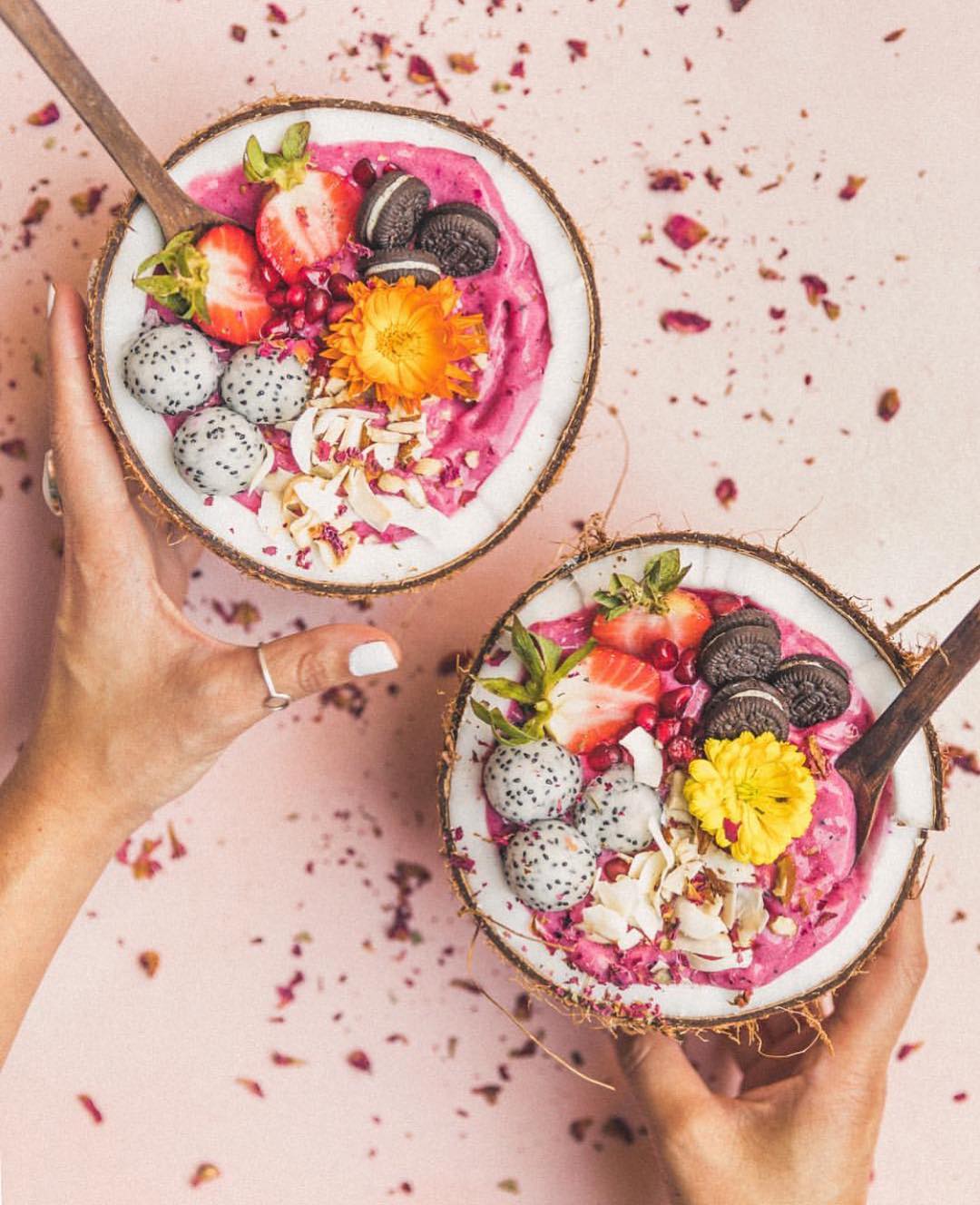 Fruity Smoothie Bowls with Bananas and Pitaya