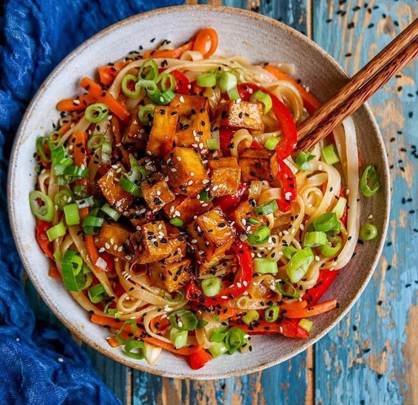 Peanut Butter and Tofu Stir Fried Noodles