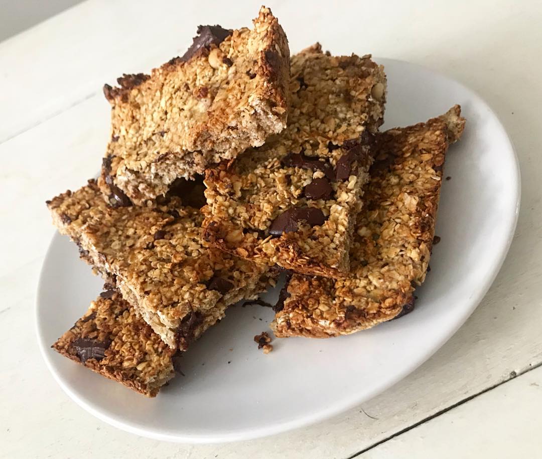 Banana Peanut Butter Chocolate Flapjacks