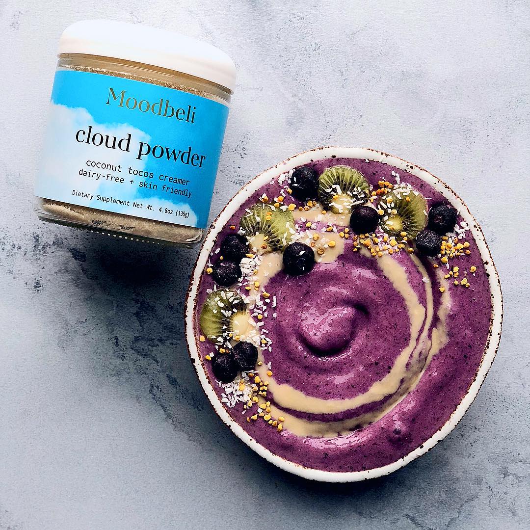 Blueberry Banana Cauliflower Smoothie with Tahini Drizzle