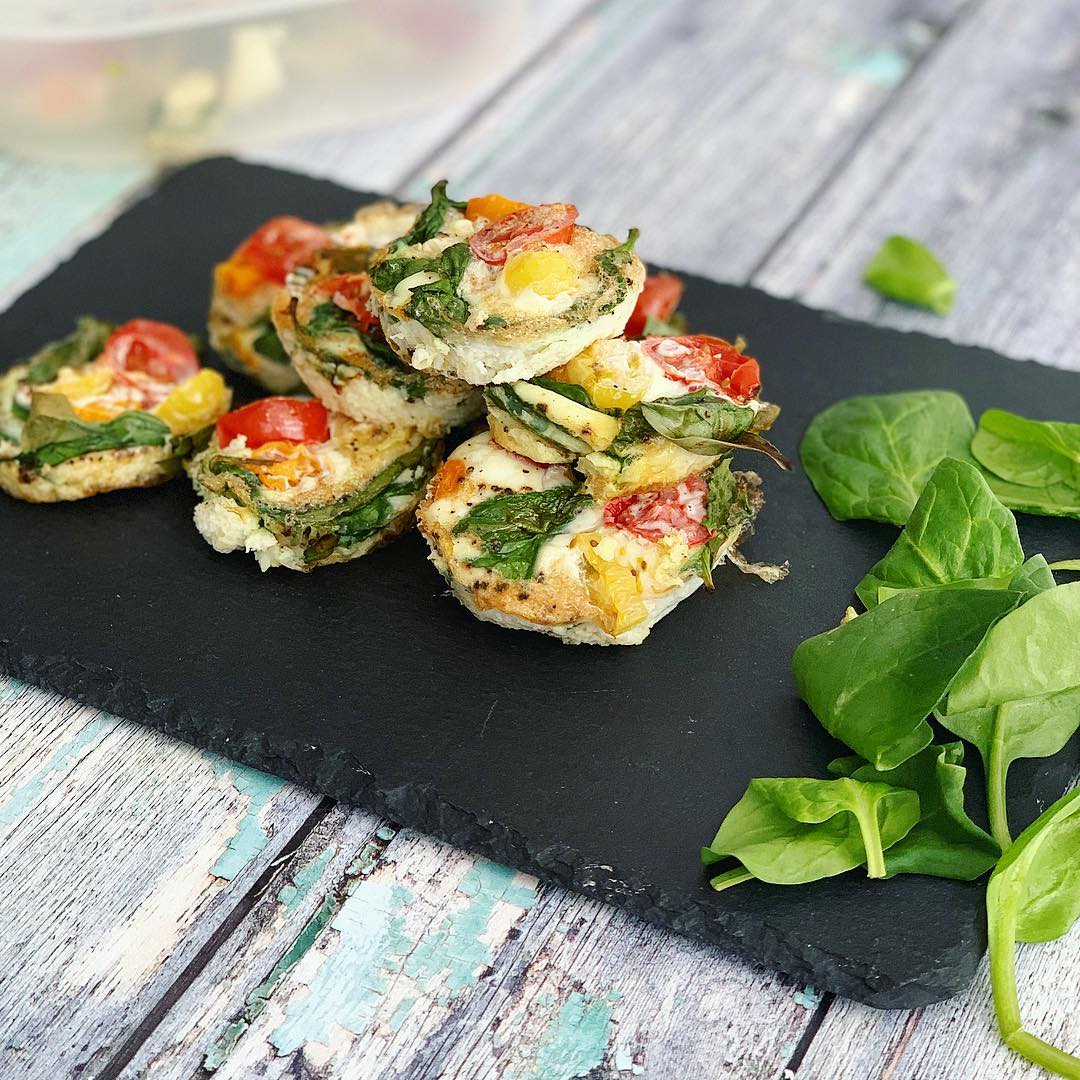 Egg-White Spinach and Cherry Tomato Muffins