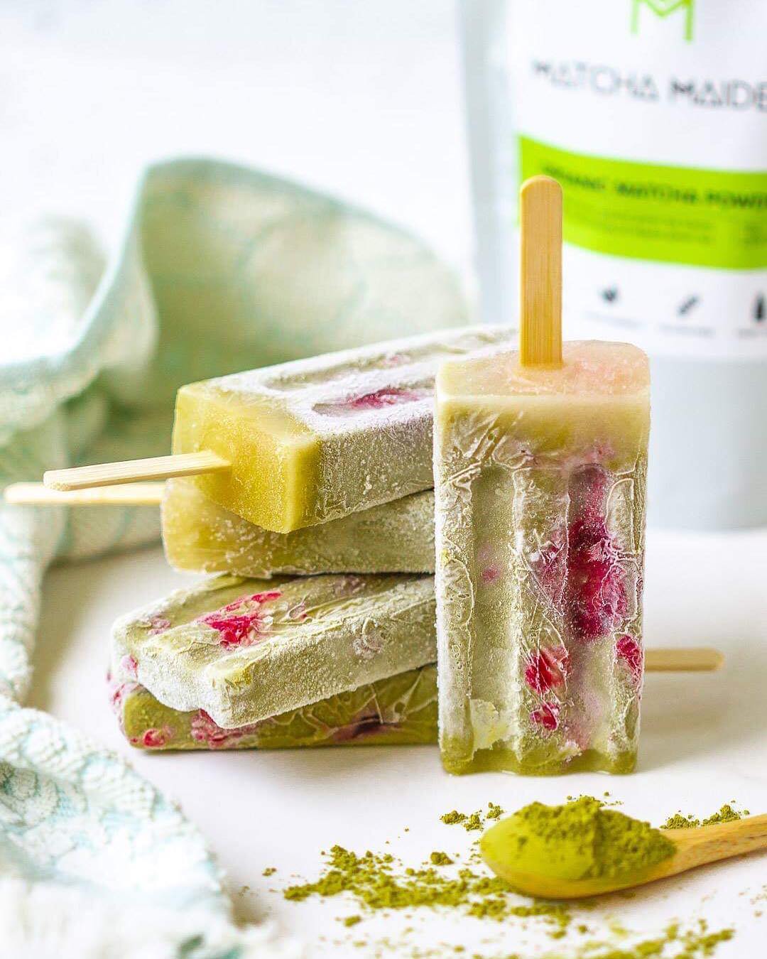 Matcha Coconut Fruit Popsicles