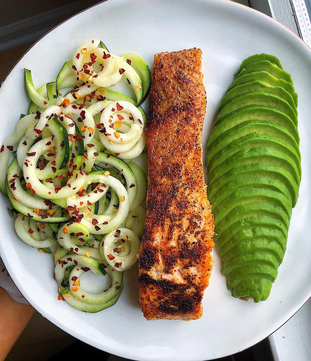 Easy 10 Minute Salmon Avocado Zoodles