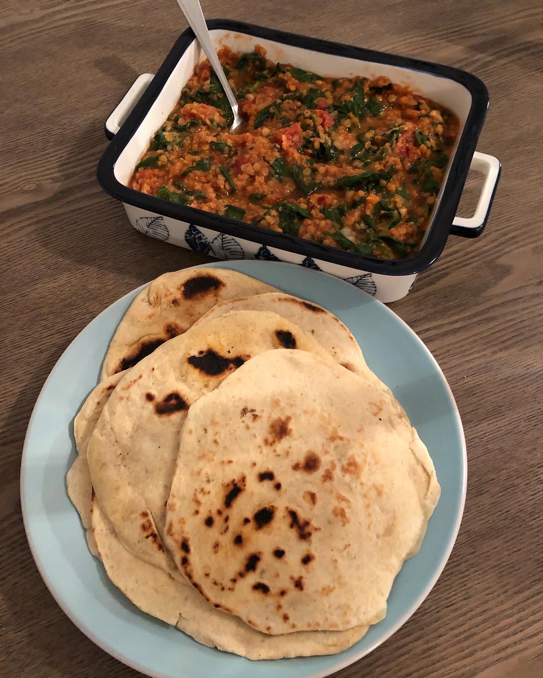 Red Lentil Dahl with Tomatoes and Spinach