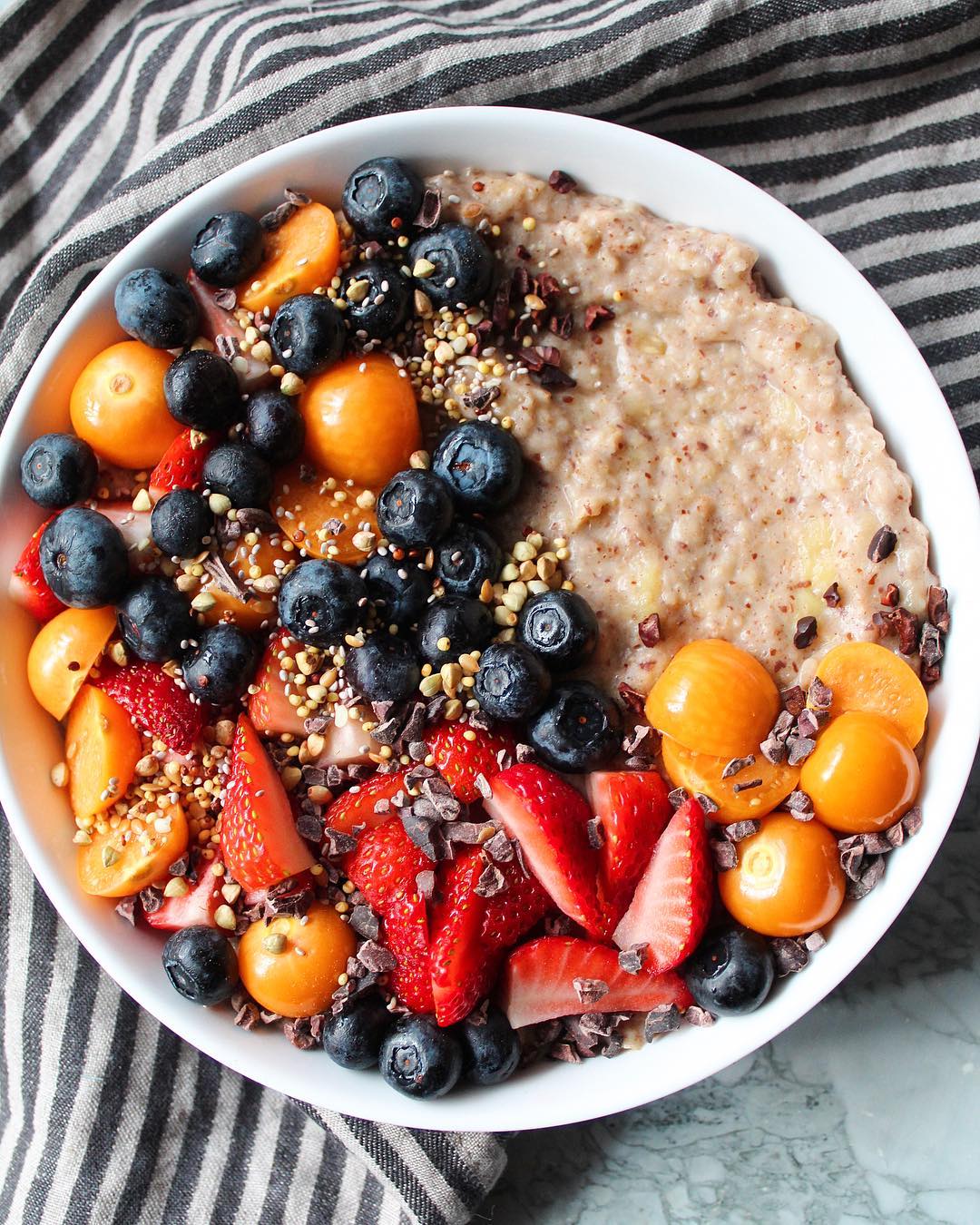 Healthy Oatmeal Breakfast with Fruits and Seeds