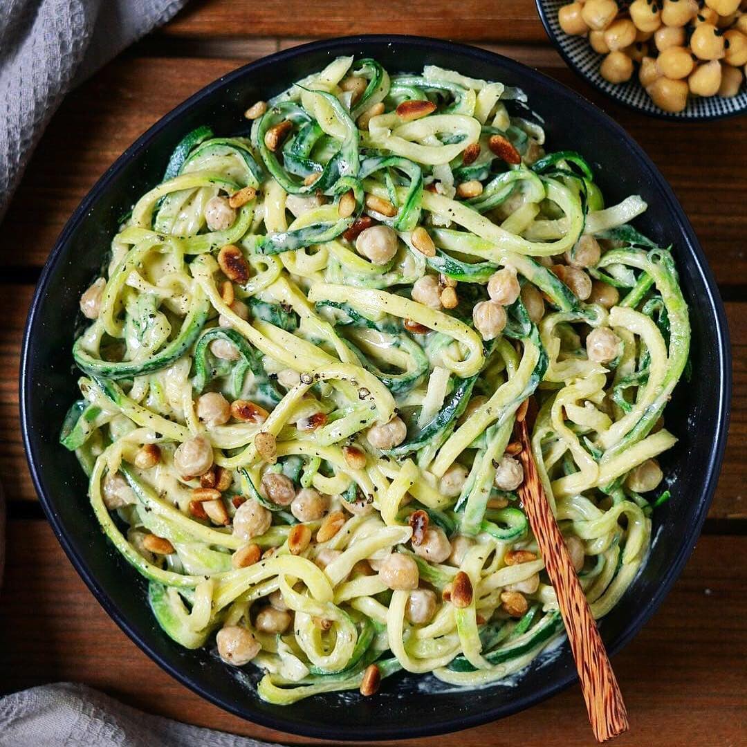 Creamy Tahini Garlic Sauce with Zucchini Noodles