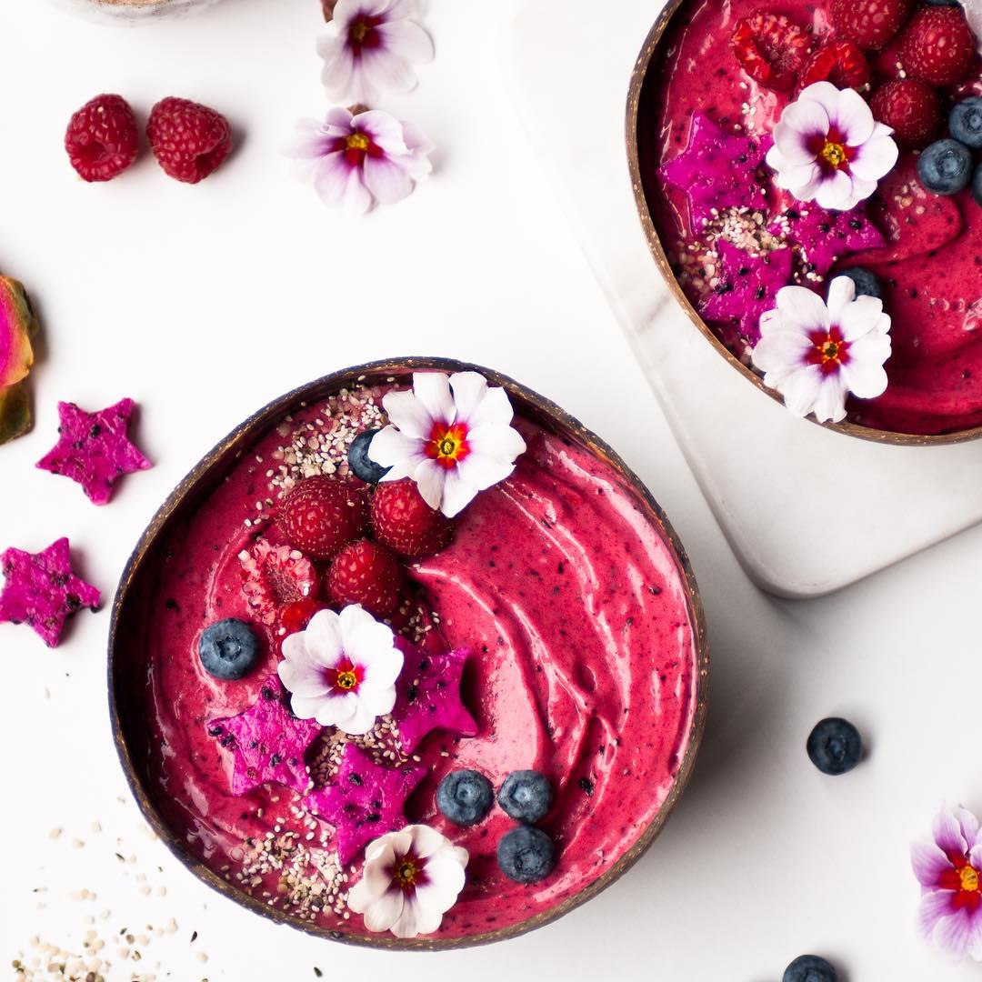 Frozen Banana Berry Nicecream with Coconut Water