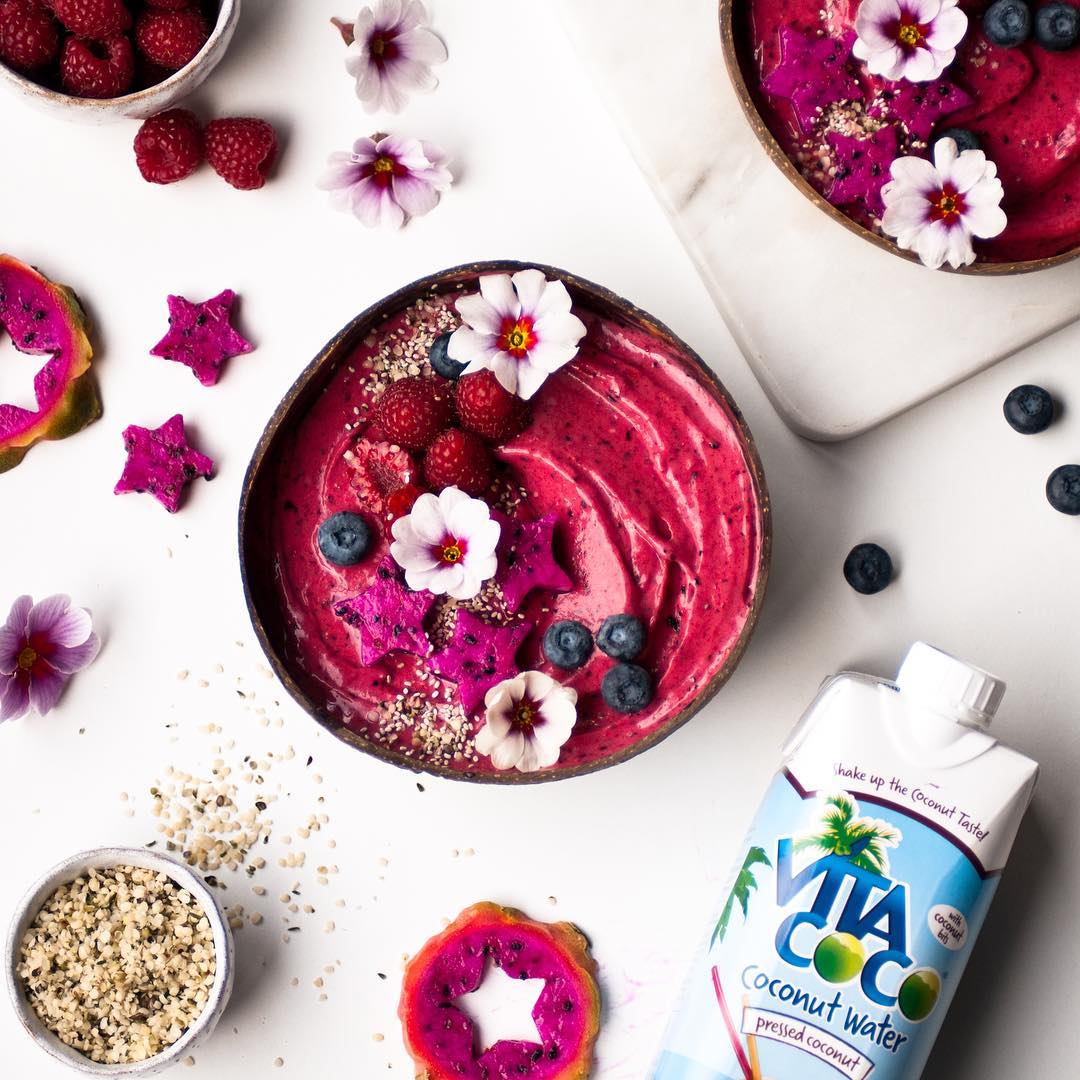 Frozen Banana Berry Nicecream with Coconut Water