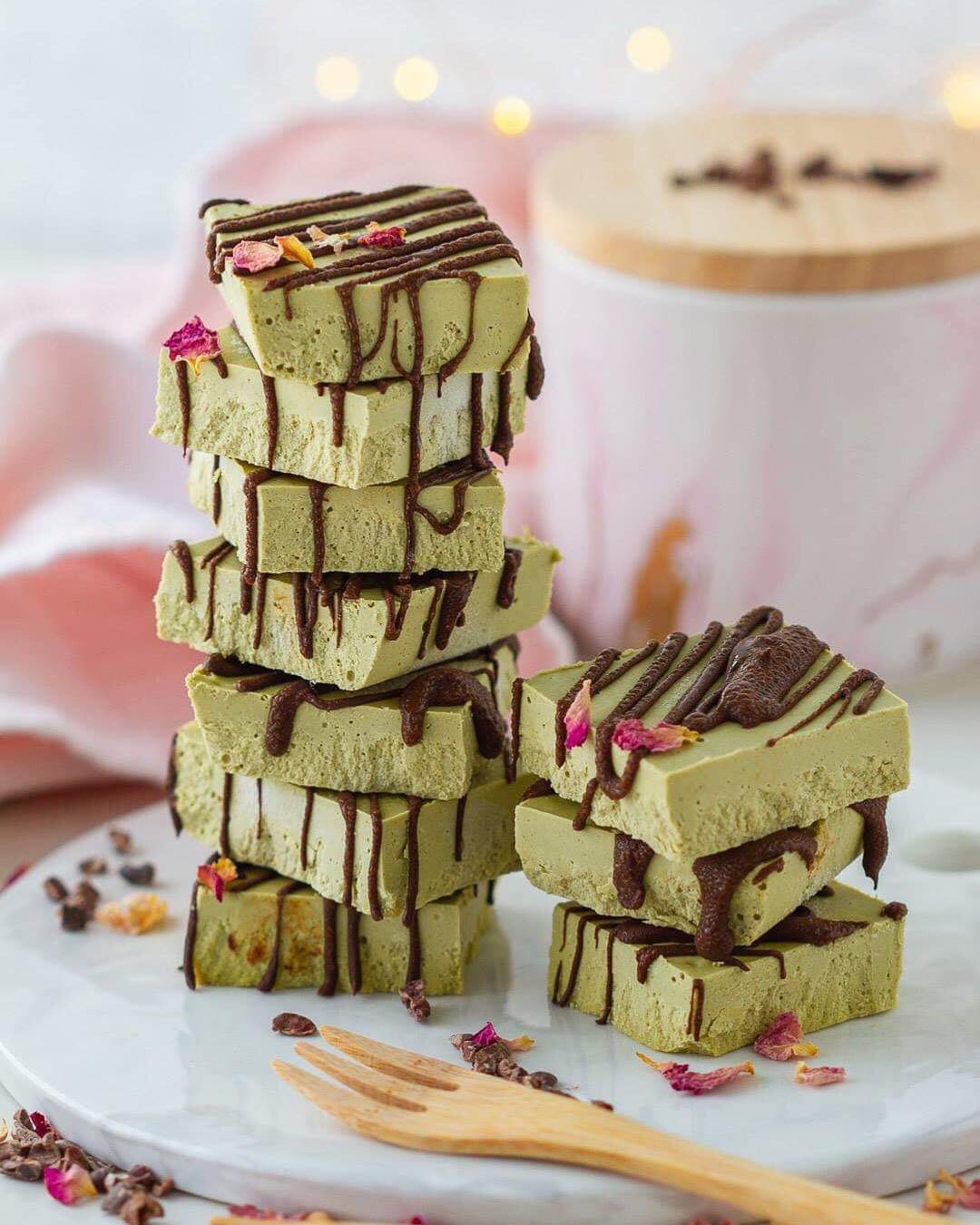 Matcha Tahini No-Bake Bars