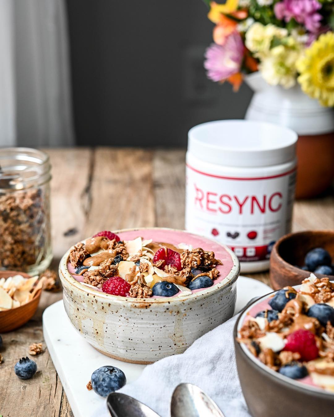 Energizing Strawberry Coconut Almond Butter Smoothie Bowl