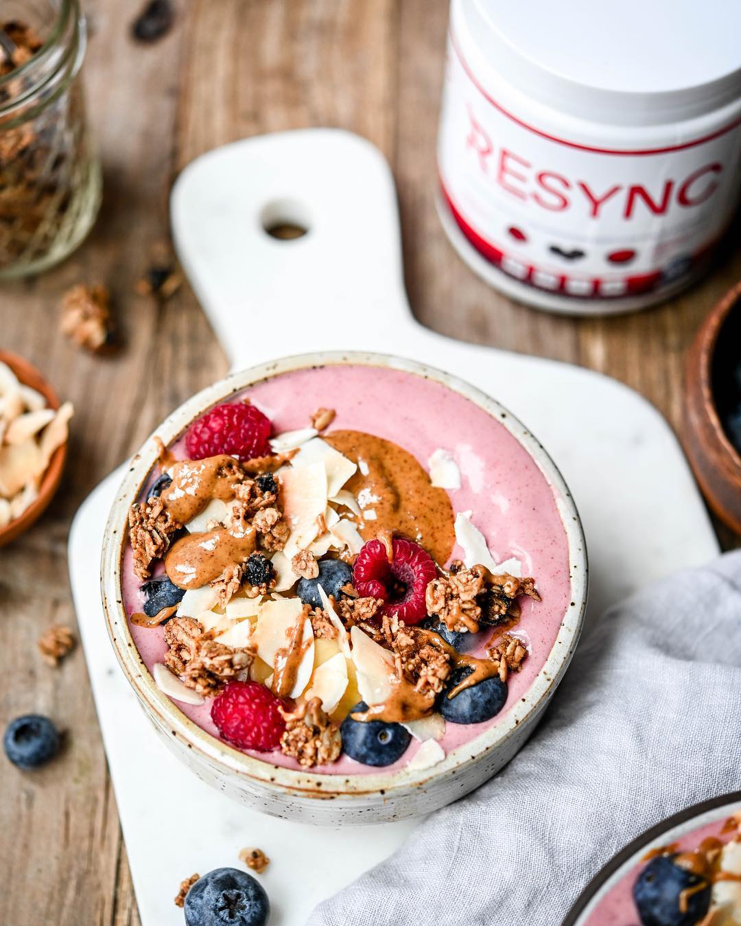 Energizing Strawberry Coconut Almond Butter Smoothie Bowl