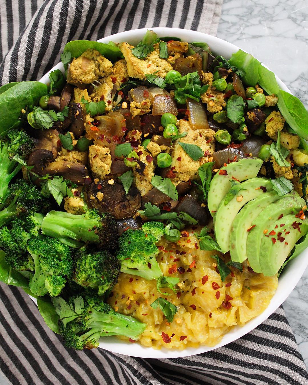 Mashed Sweet Plantains and Tofu Scramble