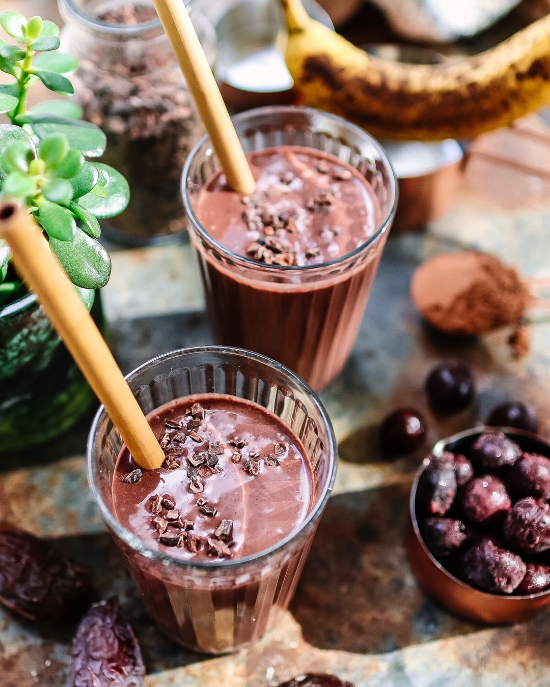 Chocolate Cherry and Peanut Butter Smoothie