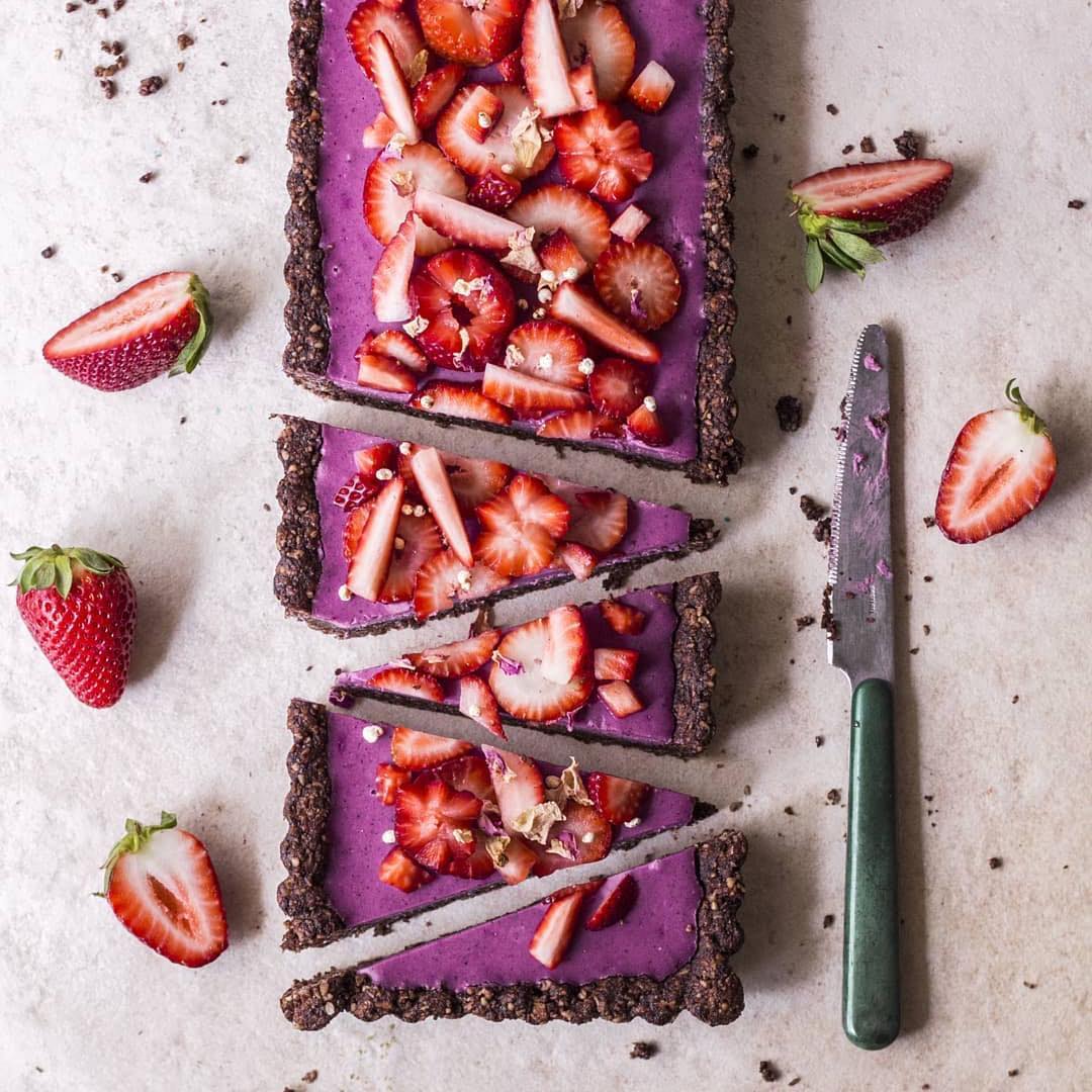 Chocolate Strawberry and Pink Pitaya Tart