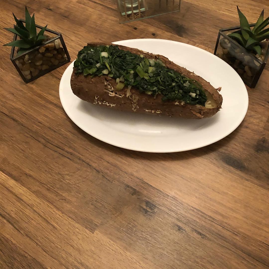 Stuffed Roast Yam with Spinach