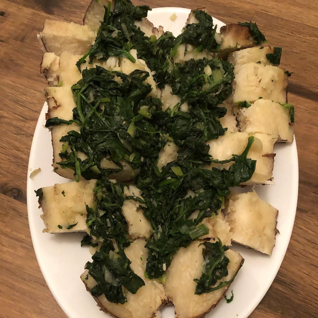 Stuffed Roast Yam with Spinach