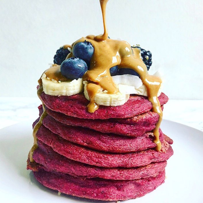 Fluffy Pink Pancakes with Beet Coloring