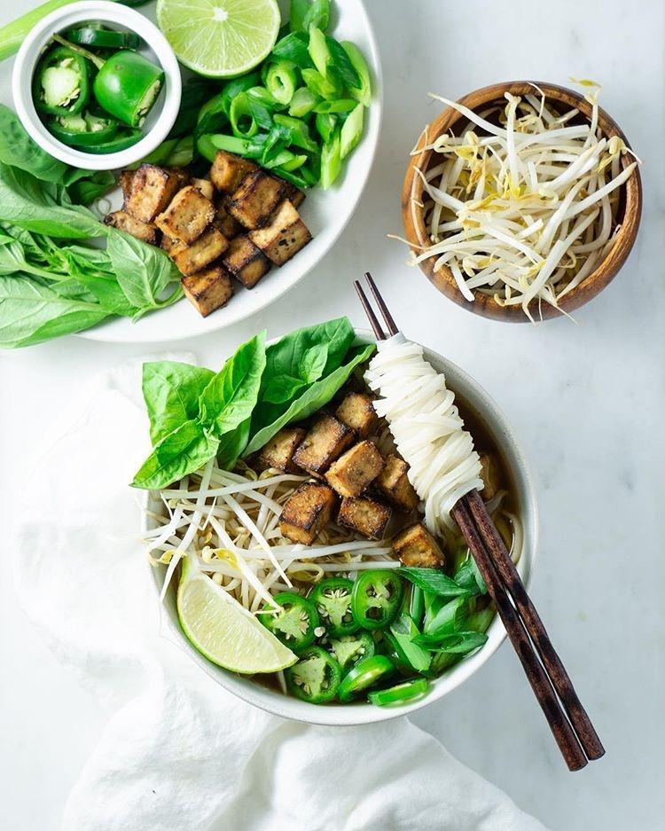 Vegan Pho with Aromatic Broth and Toppings
