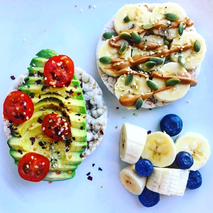 Rice Cake Breakfast with Sweet and Savory Toppings