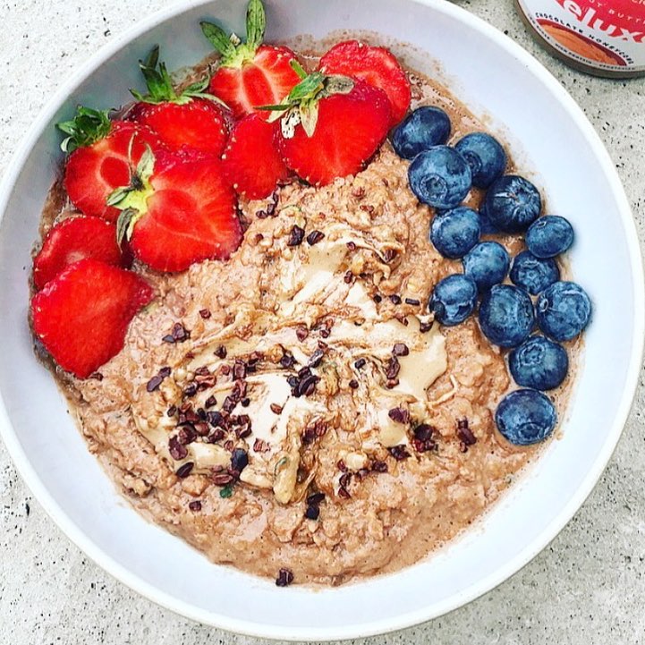 Chocolate Zucchini Oatmeal with Kefir and Berries