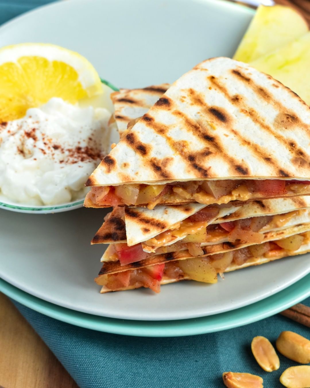 Cinnamon Apple and Peanut Butter Quesadillas