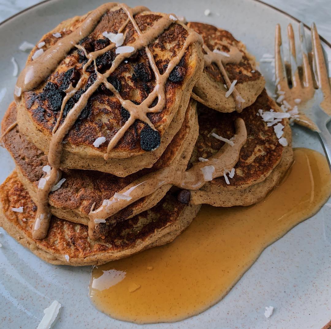 Vegan Chocolate Chip Protein Pancakes