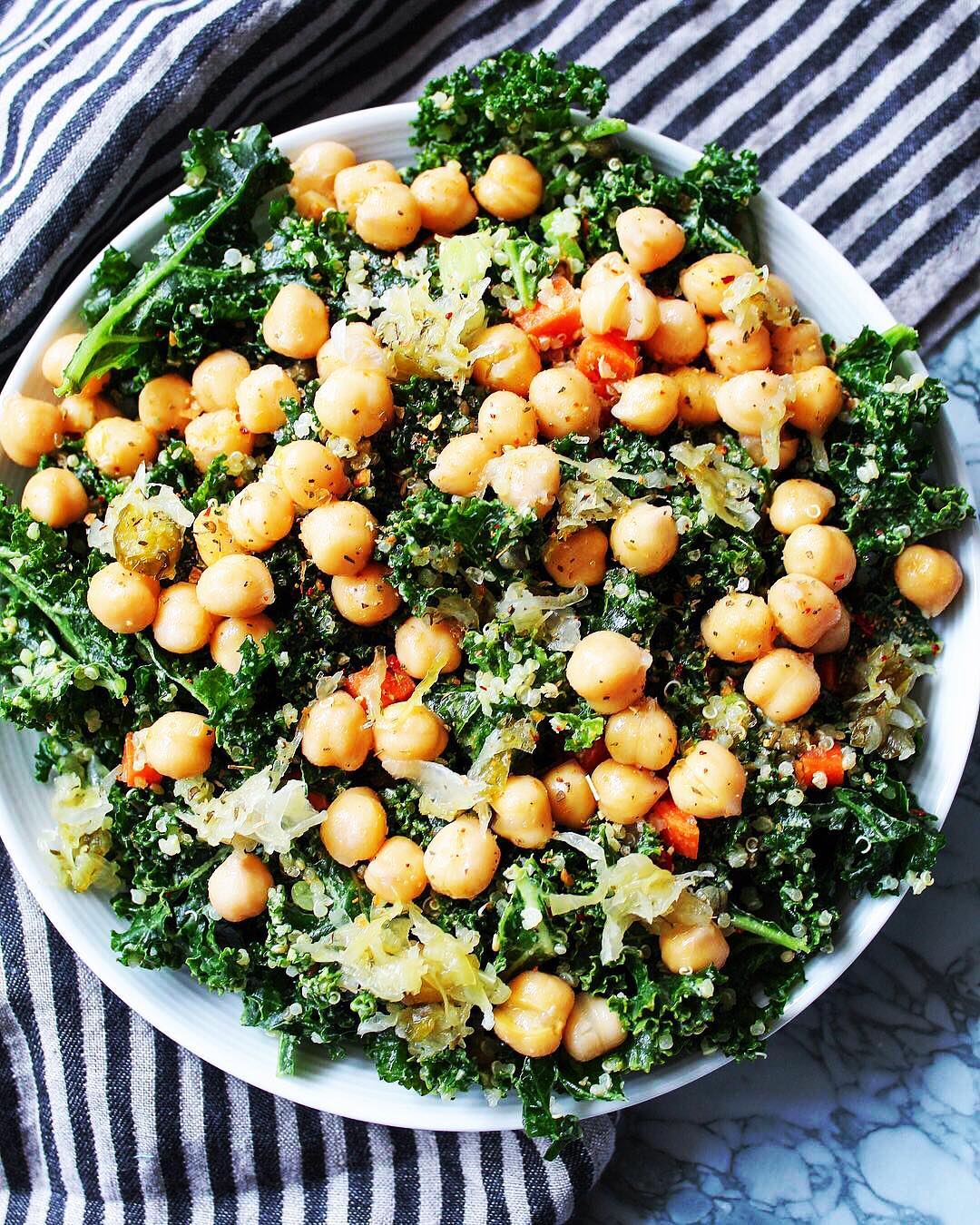 Massaged Kale Salad with Chickpeas and Quinoa