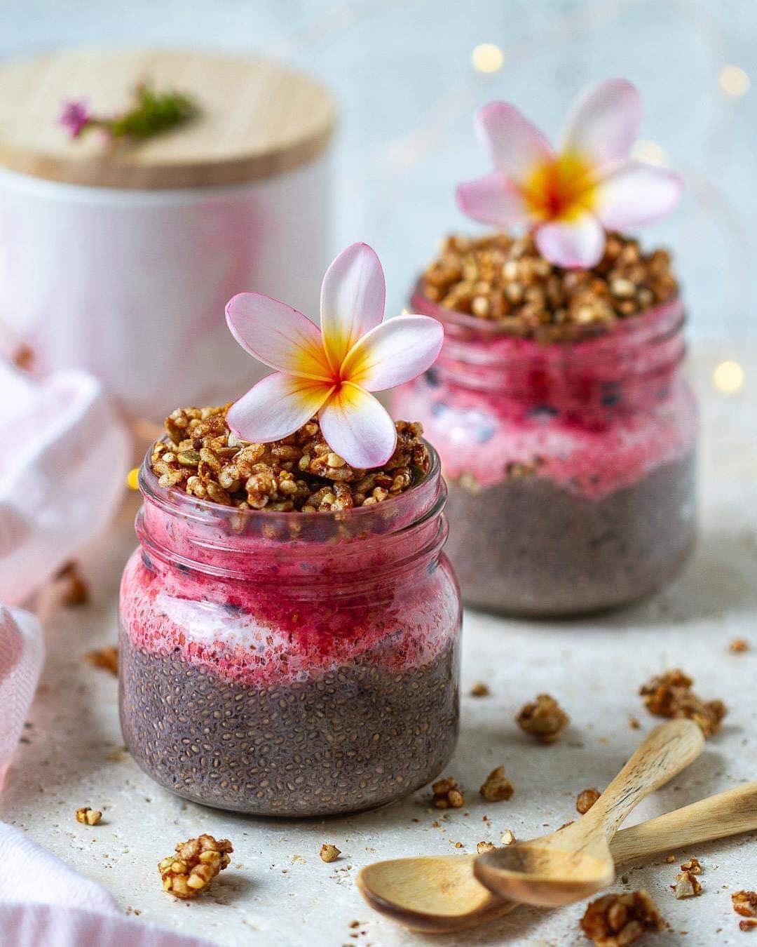 Chia Seed Pudding with Blueberry Milk