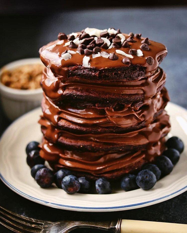 Dark Chocolate Rye Pancakes