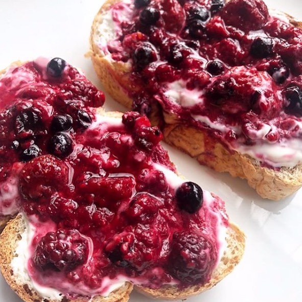 Homemade Berry Compote with Coconut Yoghurt Toast