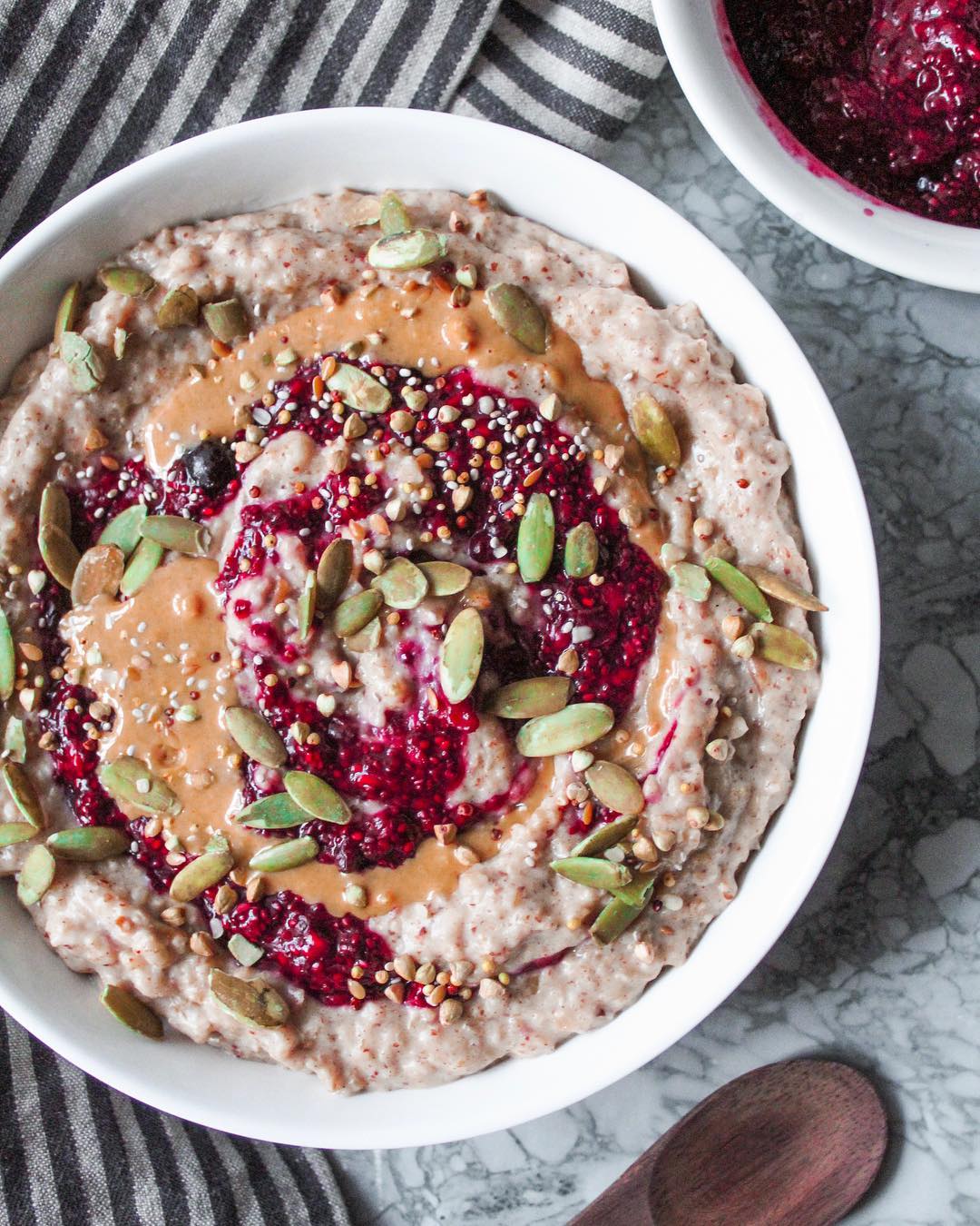 Creamy Steel Cut Oatmeal with Berry Chia Jam