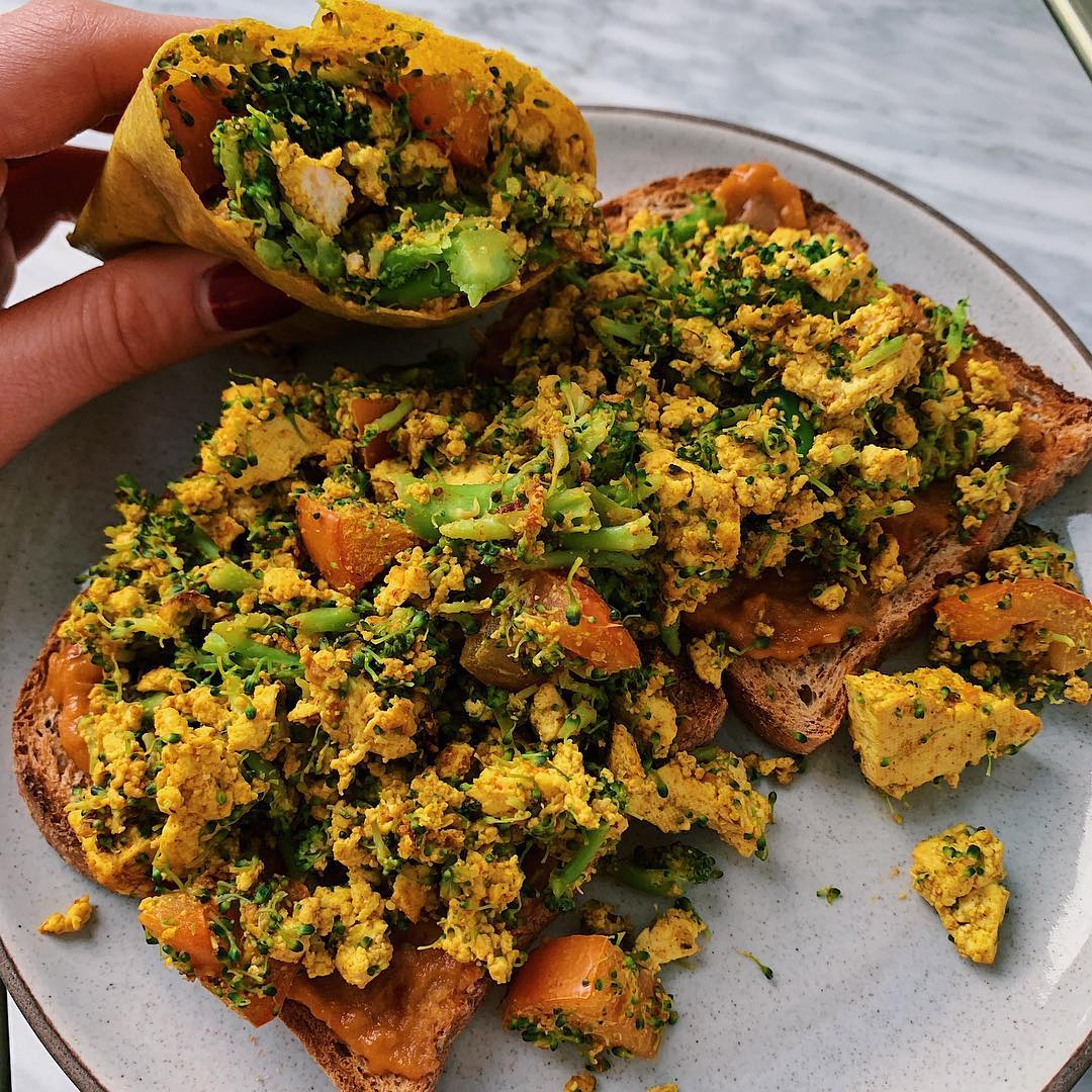Vegan Tofu Scramble with Toast