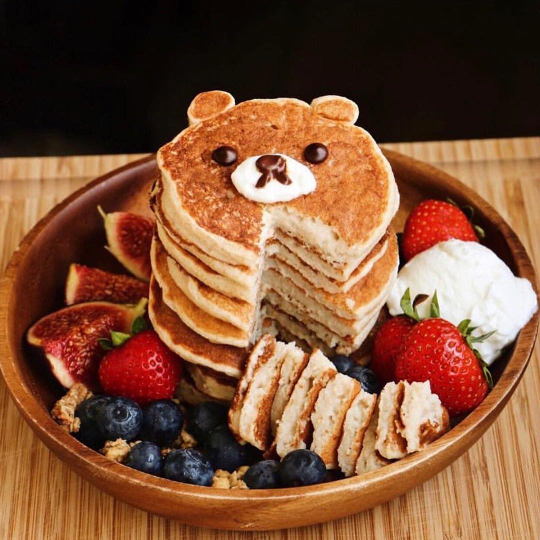 Cute Teddy Apricot Oatmeal Pancakes