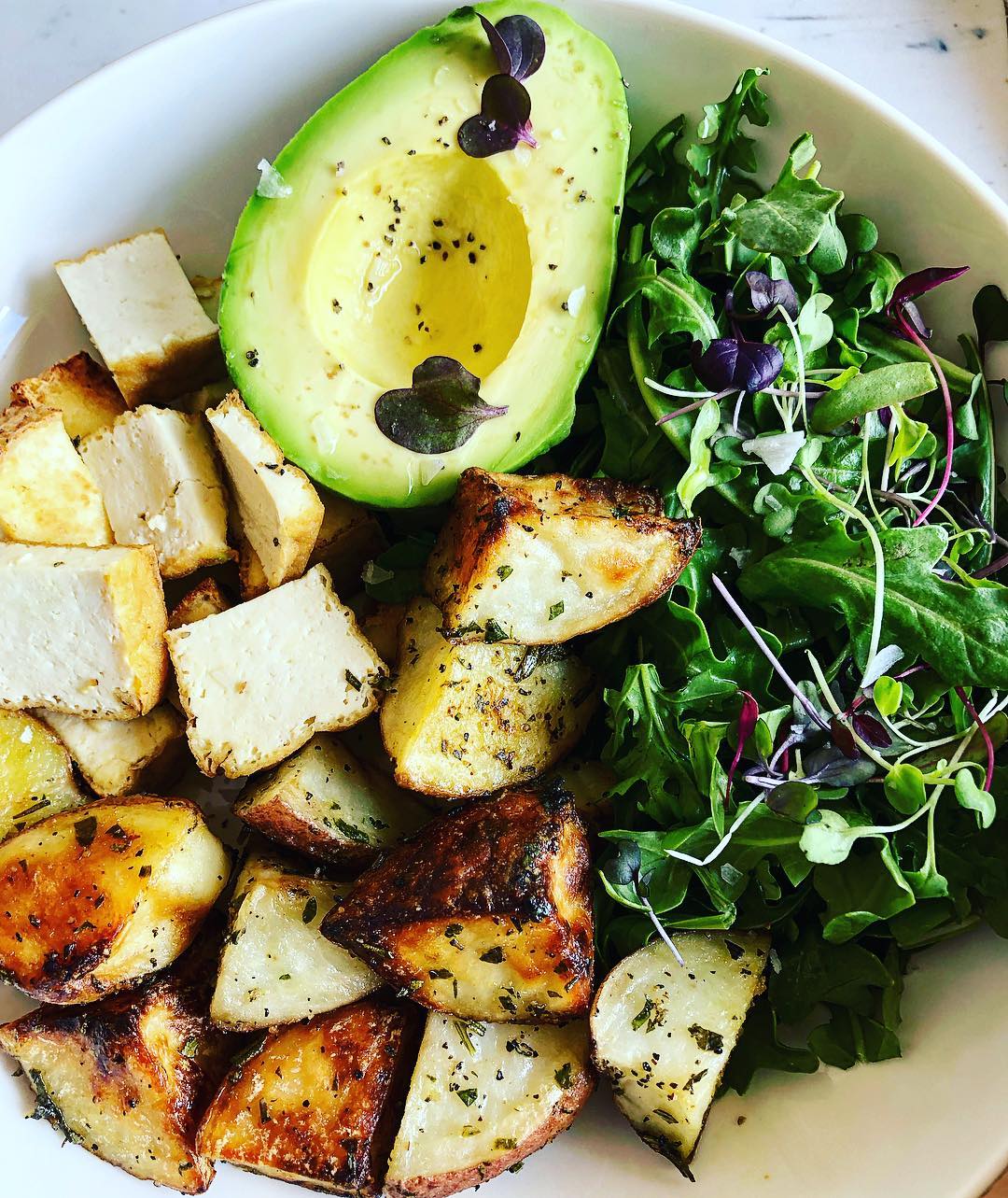 Oven Roasted Tofu and Potato Brunch Bowl