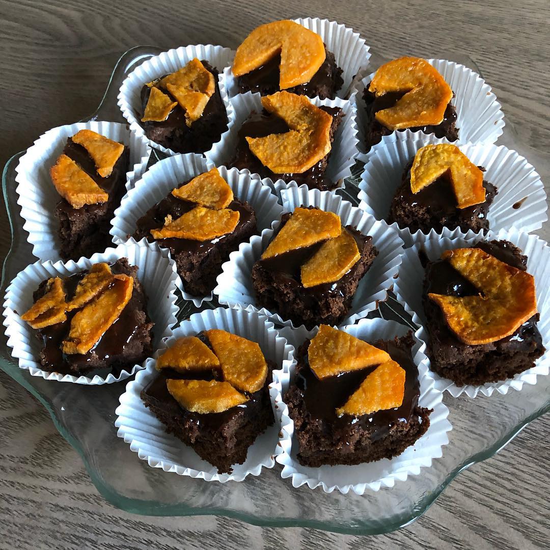 Fudgy Sweet Potato Brownies with Espresso Sauce
