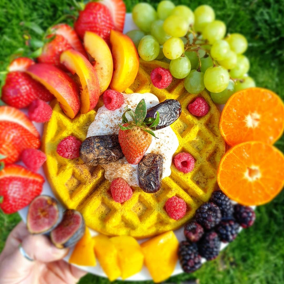 Turmeric Buckwheat Waffle with Plant Milk