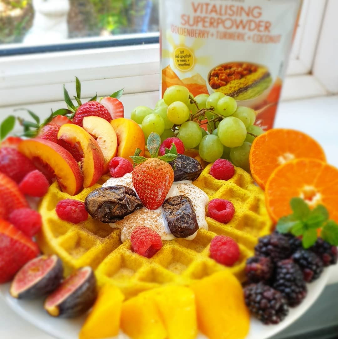 Turmeric Buckwheat Waffle with Plant Milk
