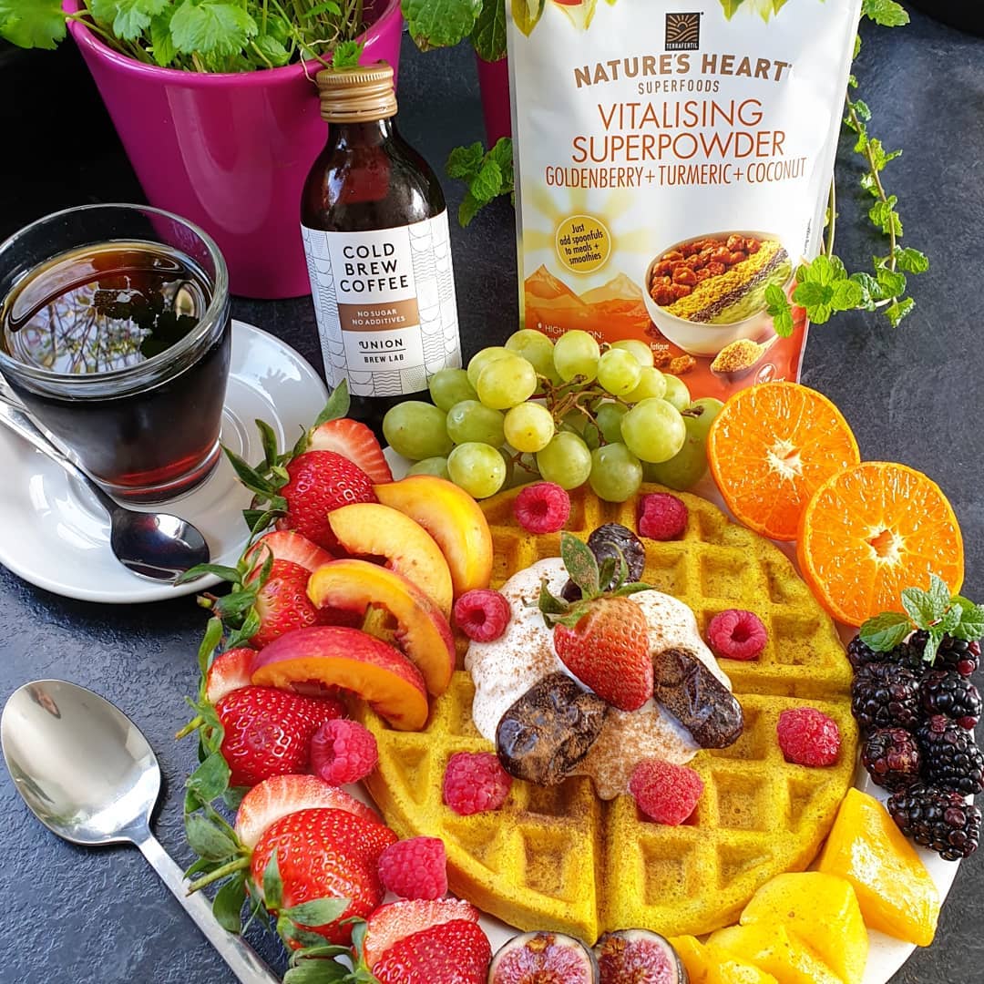 Turmeric Buckwheat Waffle with Plant Milk