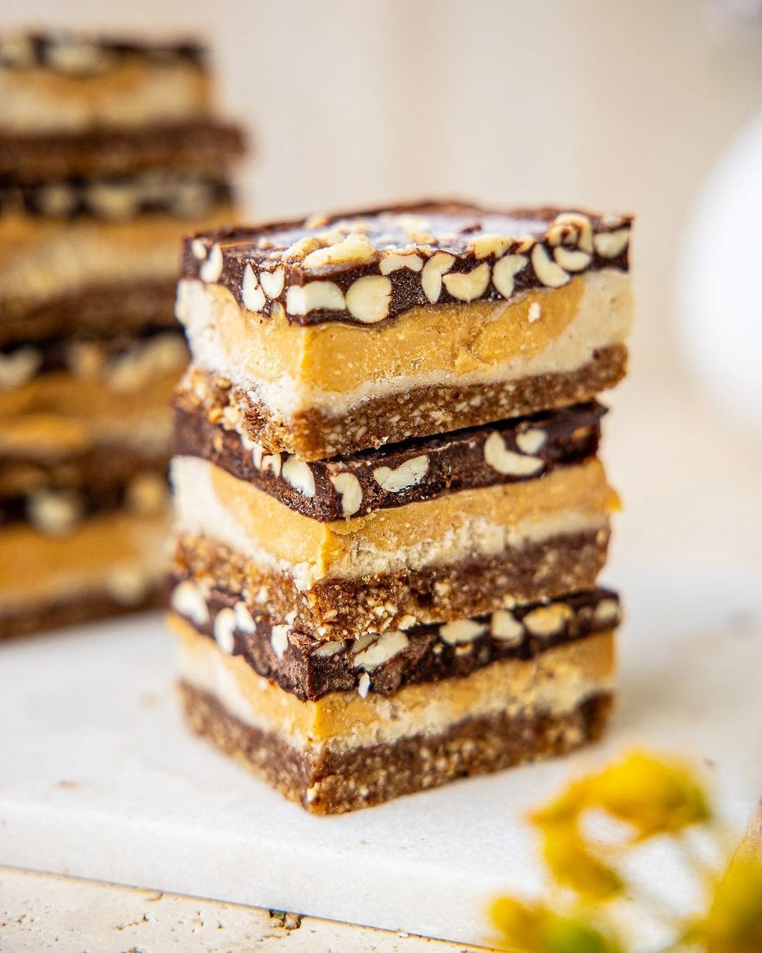 Peanut Butter Chocolate Caramel Slices
