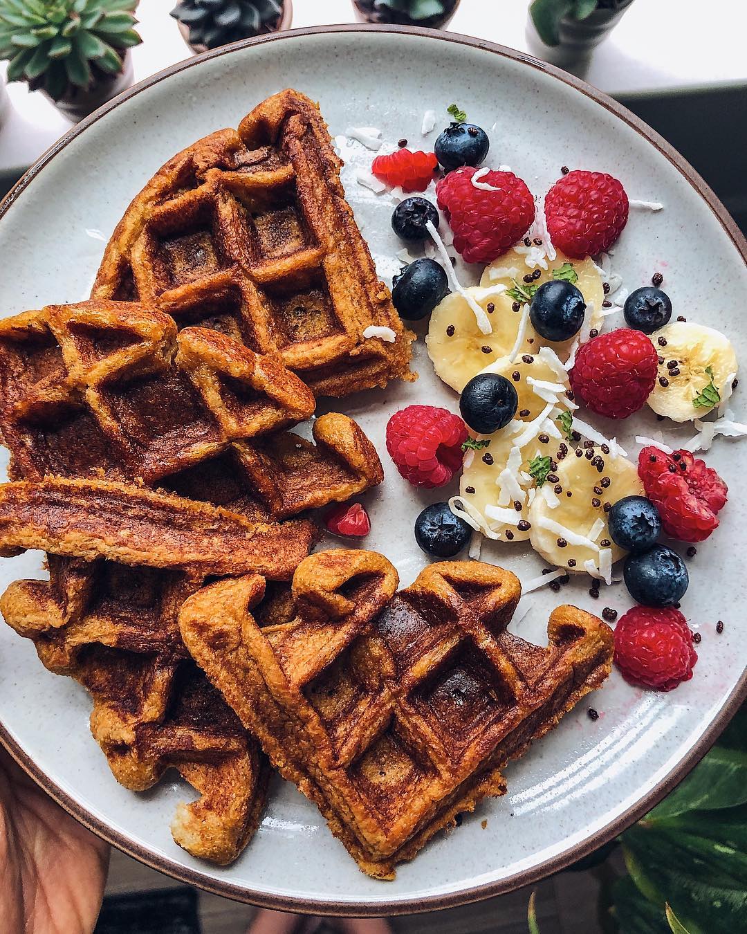 Crispy and Gooey Sweet Potato Waffles