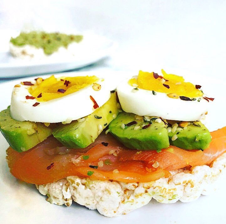 Smoked Salmon Avocado Egg Rice Cake Snack
