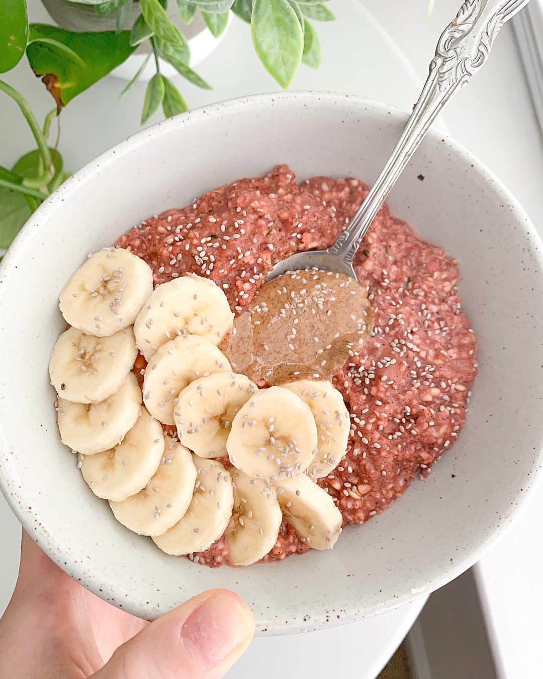 Almond Butter Beet Overnight Oats
