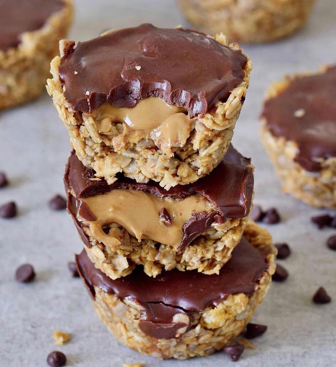 Vegan Granola Cups with Chocolate Topping