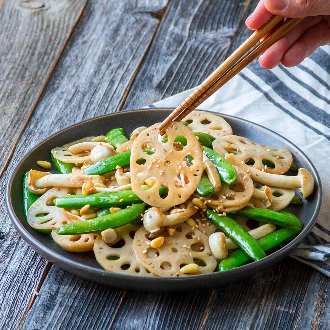 Lotus Root Stir-Fry with Pine Nuts