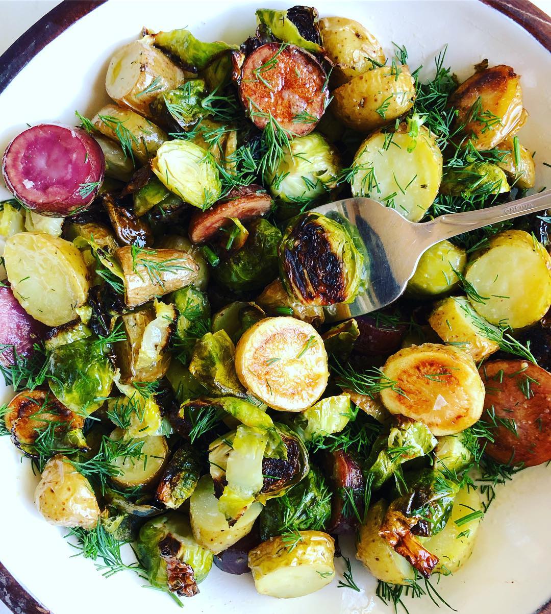 Roasted Vegetable Salad with Lemon Dill Dressing