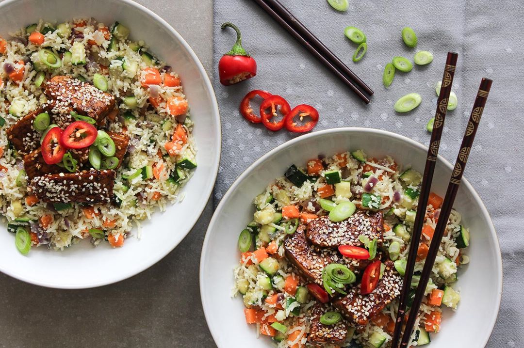 Teryaki Tempeh with Cauli Fried Rice