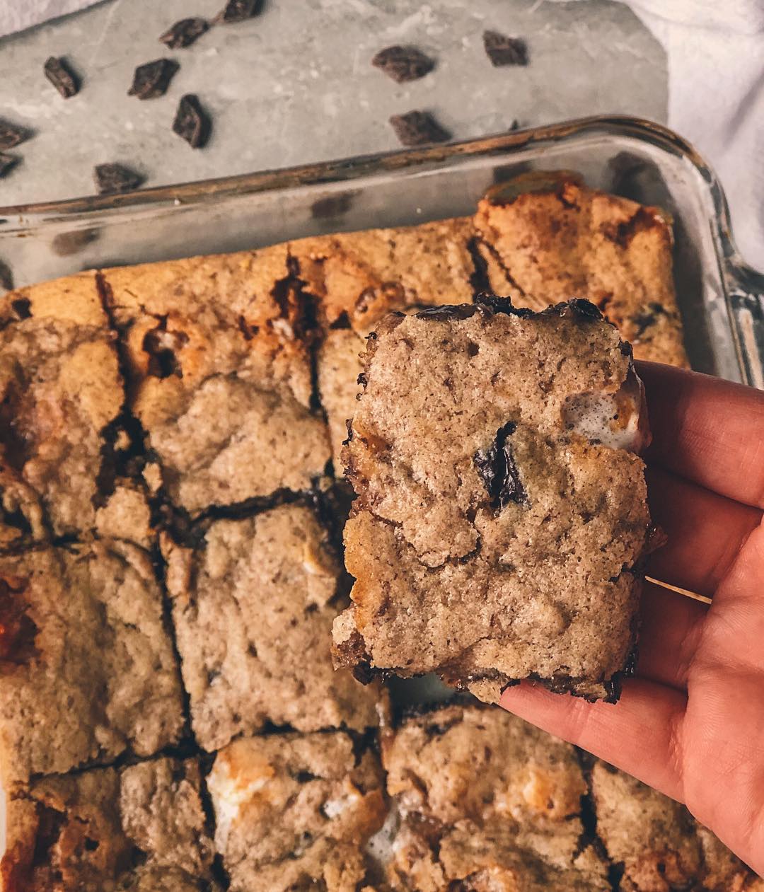 Gooey S’more Blondies with Marshmallows and Chocolate