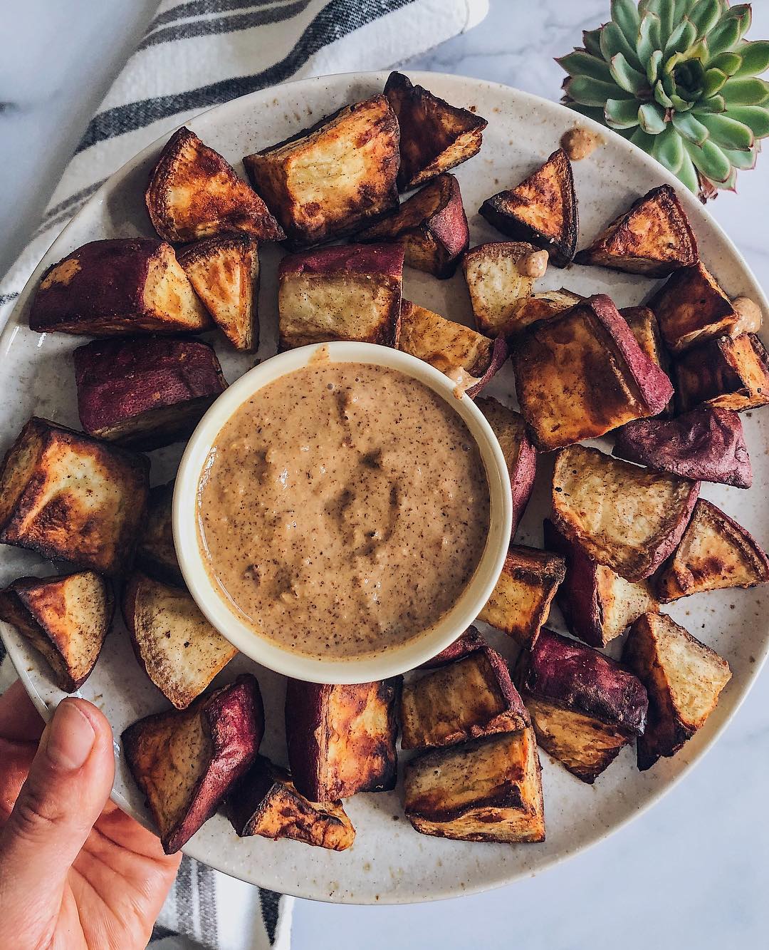 Crispy Sweet Potato Fries with Almond Butter