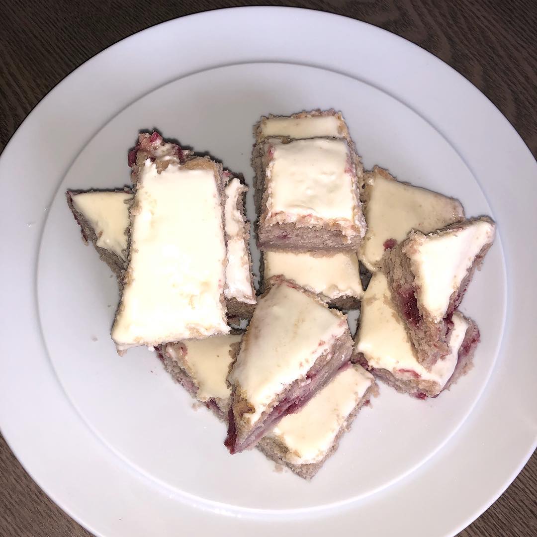 Vegan Raspberry Almond Cake Squares