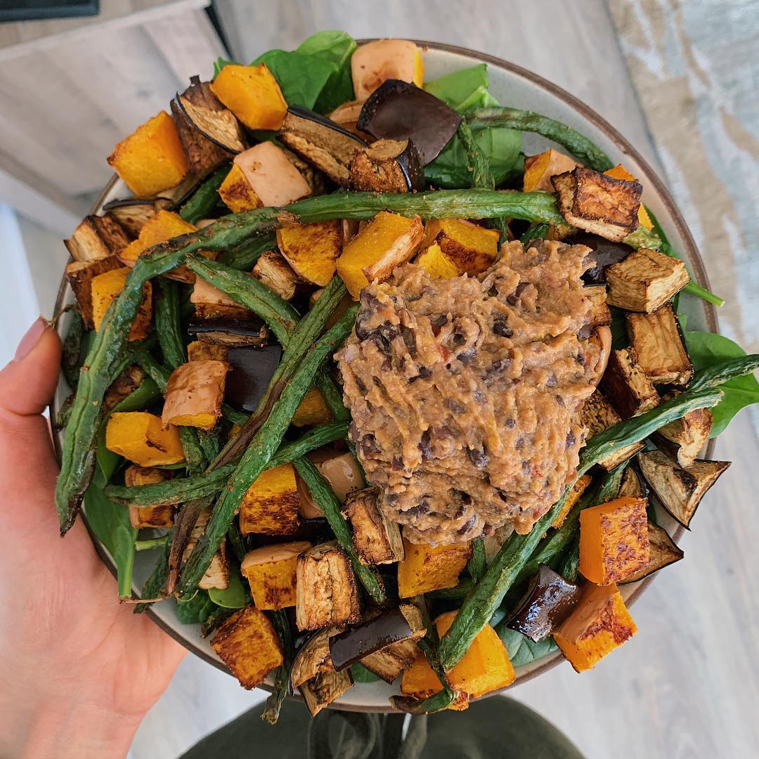 Roasted Vegetables and Black Bean Hummus Combo